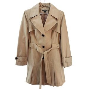 VIA SPIGA Women's Classic Mid-length Trench Coat • Large •‎ sand, tan, khaki